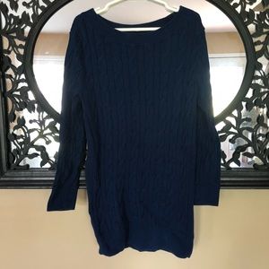 LOFT Navy Cotton Cable Sweater XS